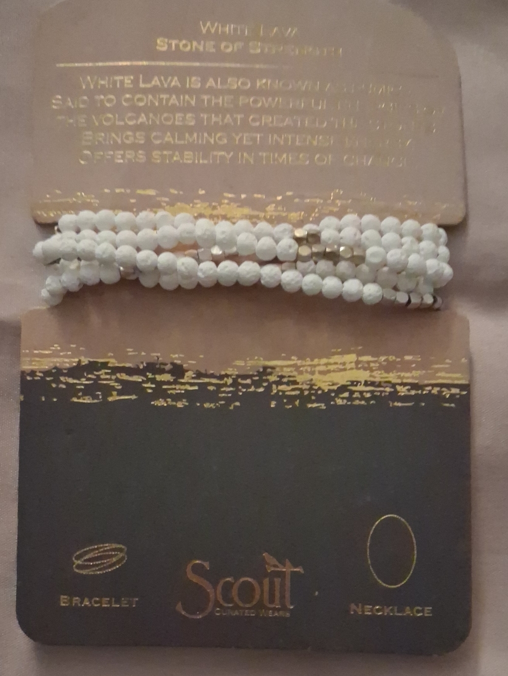Scout White Beaded Stretch Bracelet with Subtle Gold Accents